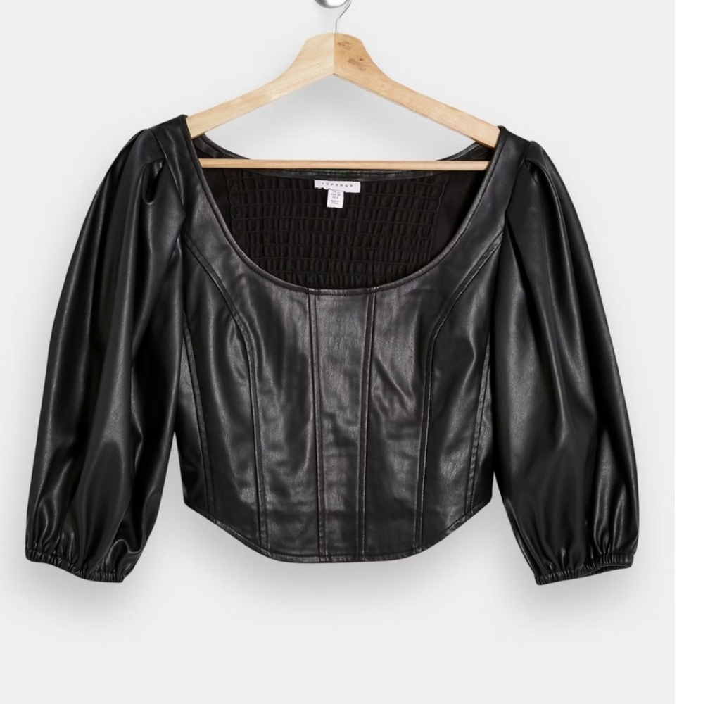 Topshop Faux Leather Crop top